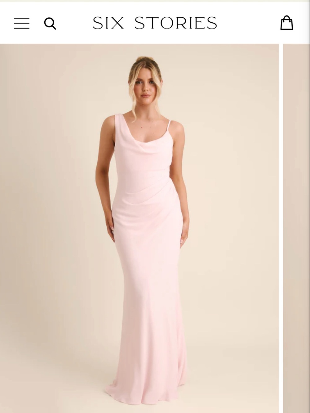 Six Stories Blush Pink Cowl Neck Maxi Dress